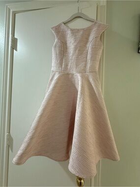 Un Deux Trois Pale Pink Textured Fit-and-Flare Dress